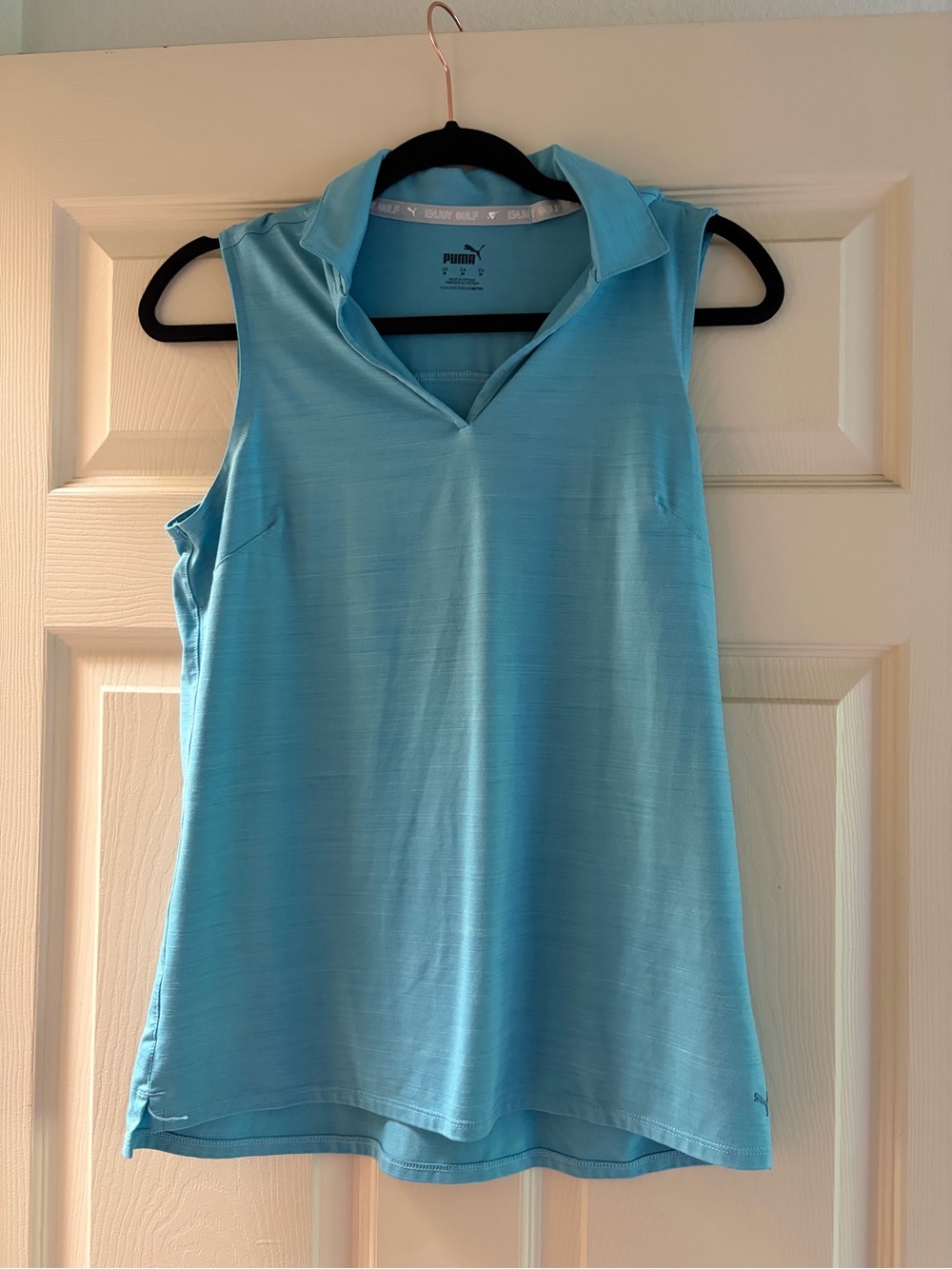 Puma Women's Light Teal Sleeveless Polo Tank